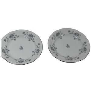 Johann Haviland Blue Garland Saucer Porcelain Platinum Trim Plate 6" Set of 2